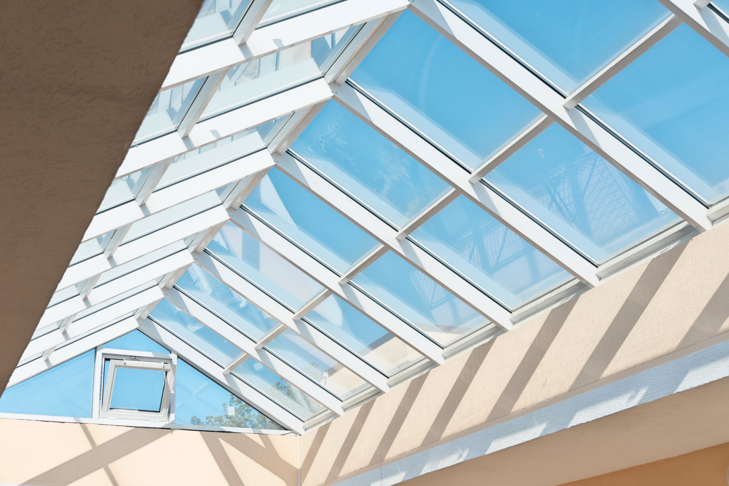 Multiple skylights installed on a modern building