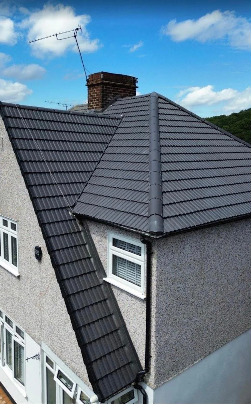 Completed black tiled roof
